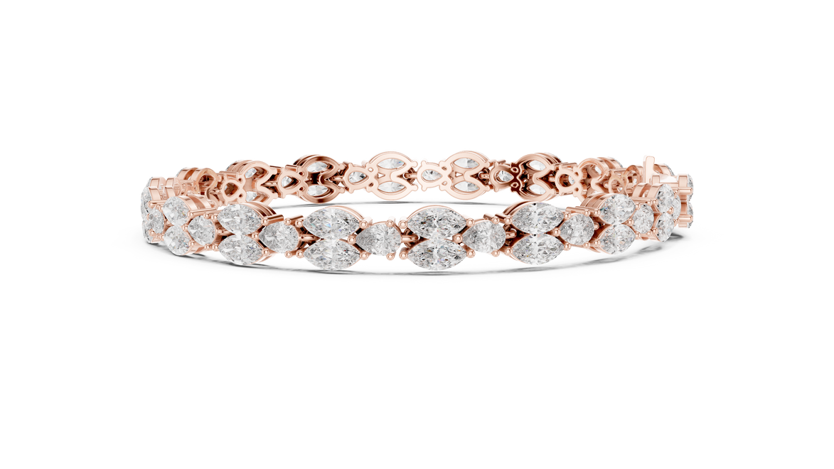 Luxury marquise and pear diamond tennis bracelet in gold with lab grown diamonds by Signora Jewels