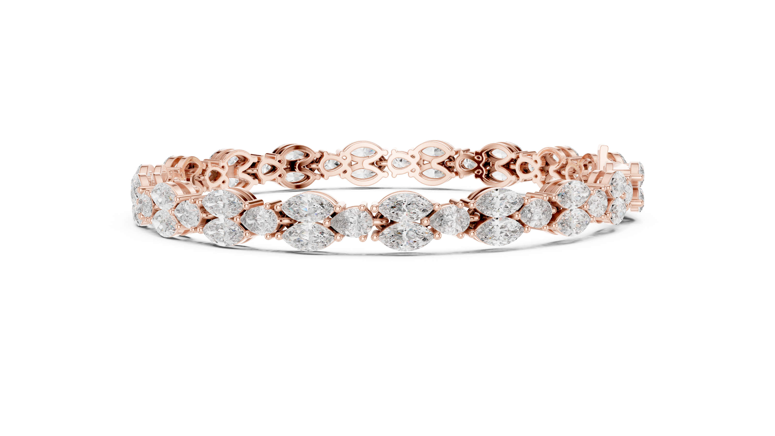 Luxury marquise and pear diamond tennis bracelet in gold with lab grown diamonds by Signora Jewels