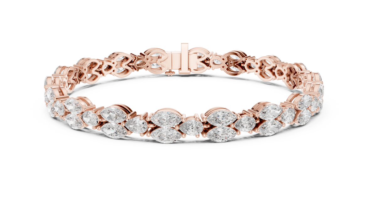 Luxury marquise and pear diamond tennis bracelet in gold with lab grown diamonds by Signora Jewels