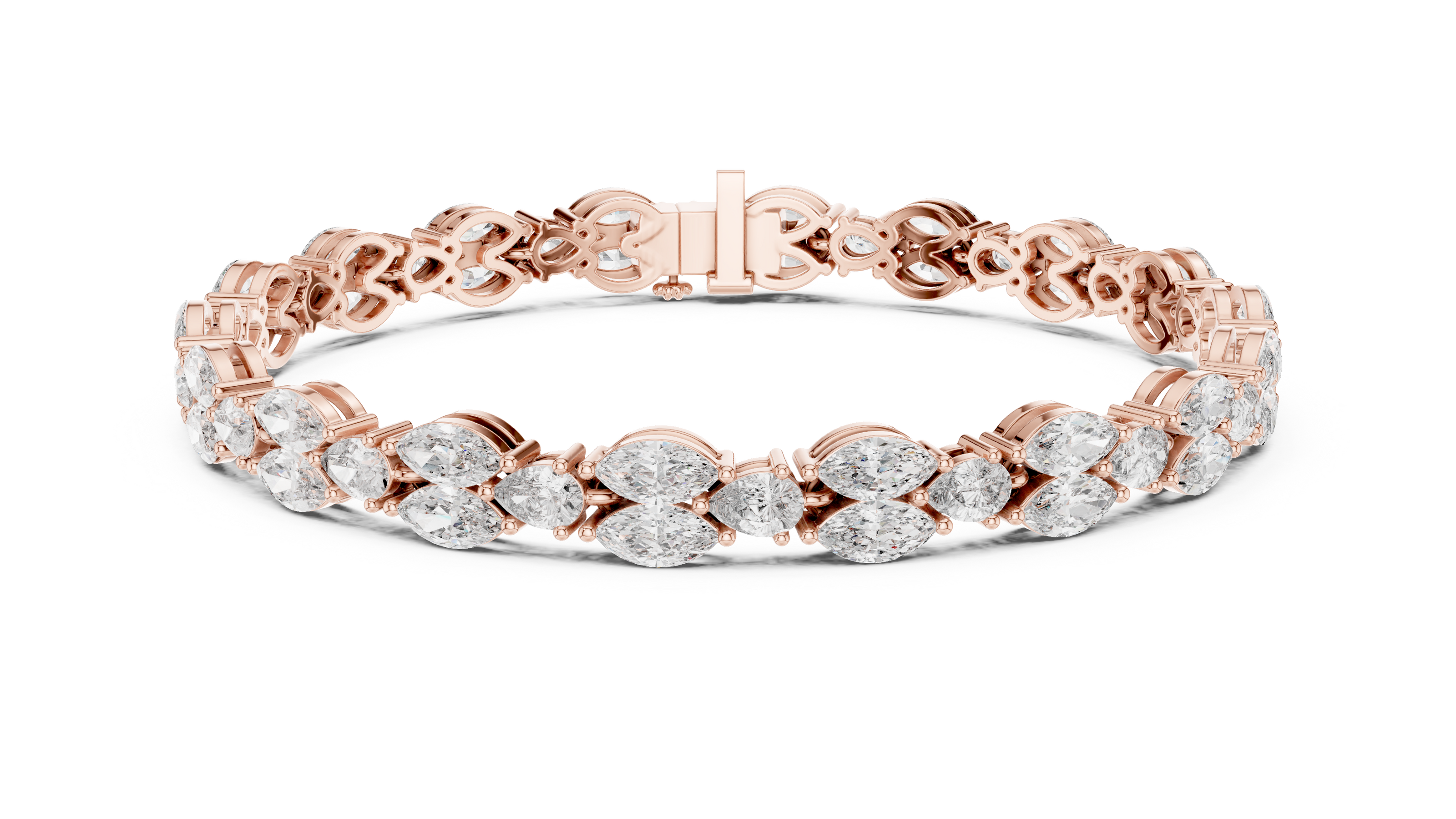 Luxury marquise and pear diamond tennis bracelet in gold with lab grown diamonds by Signora Jewels