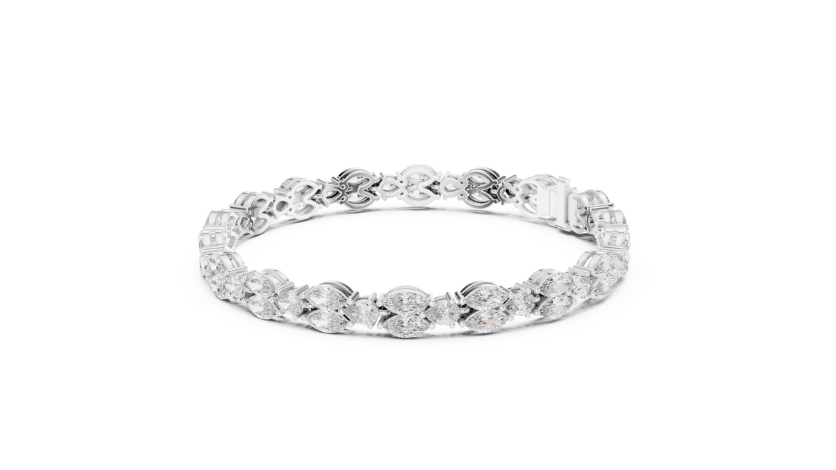 Luxury marquise and pear diamond tennis bracelet in gold with lab grown diamonds by Signora Jewels
