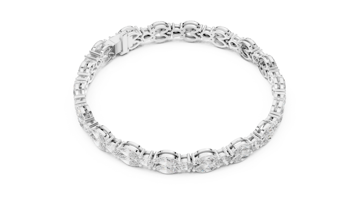 Luxury marquise and pear diamond tennis bracelet in gold with lab grown diamonds by Signora Jewels