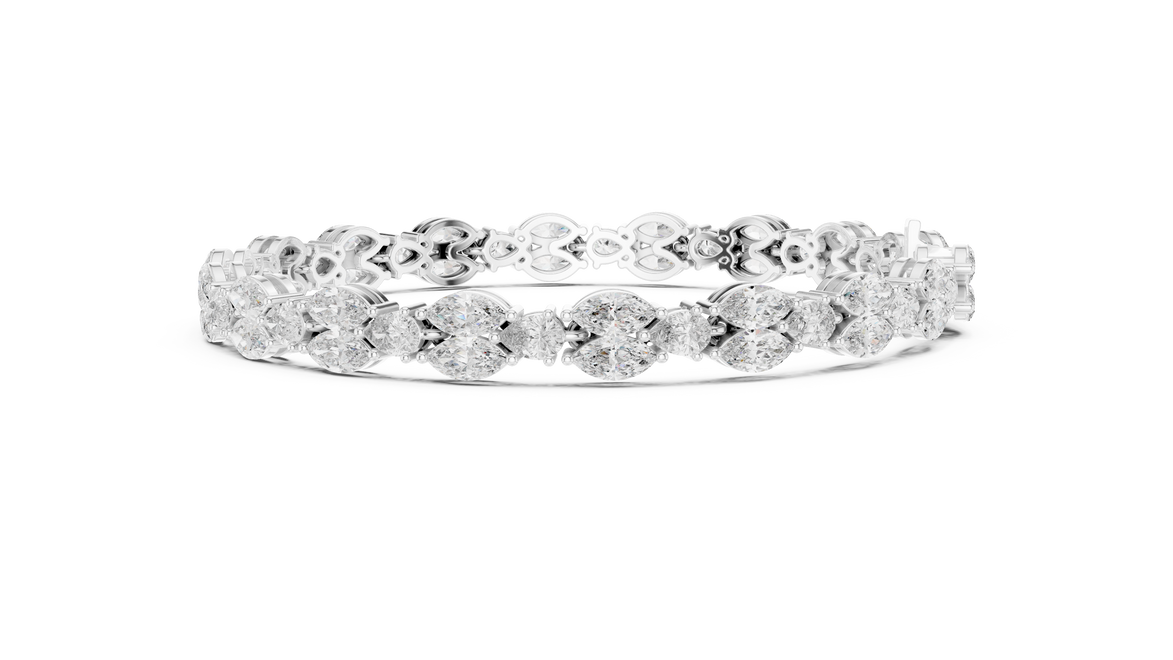 Luxury marquise and pear diamond tennis bracelet in gold with lab grown diamonds by Signora Jewels