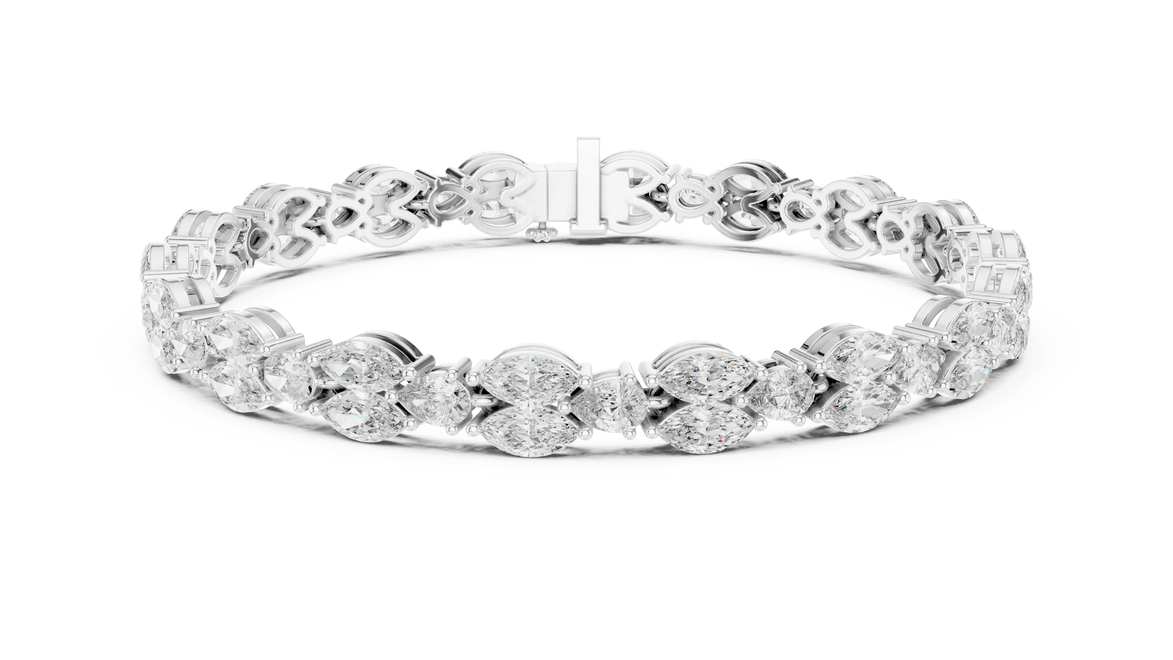 Luxury marquise and pear diamond tennis bracelet in gold with lab grown diamonds by Signora Jewels