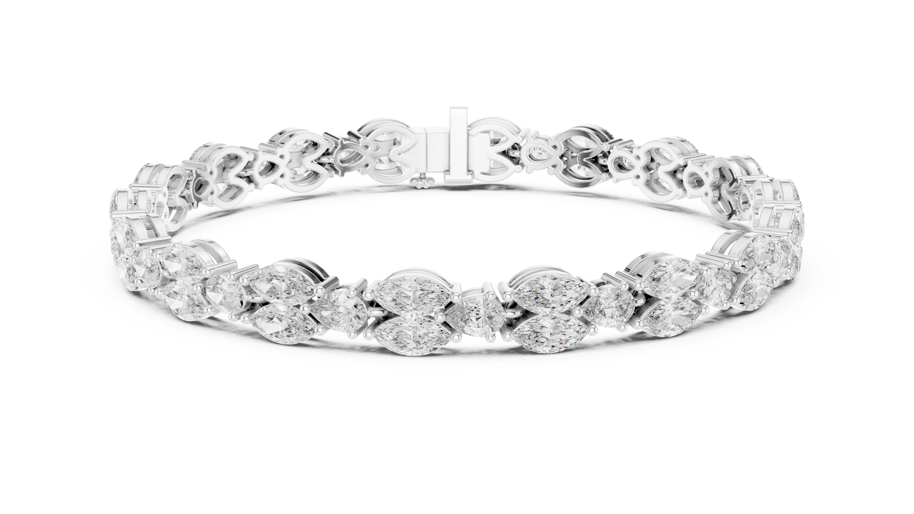Luxury marquise and pear diamond tennis bracelet in gold with lab grown diamonds by Signora Jewels