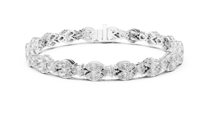 Luxury marquise and pear diamond tennis bracelet in gold with lab grown diamonds by Signora Jewels