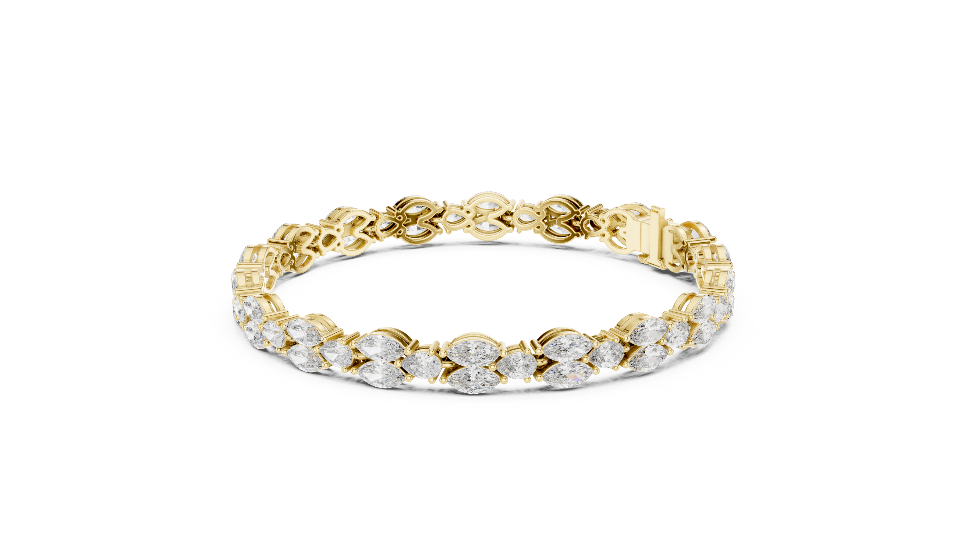 Luxury marquise and pear diamond tennis bracelet in gold with lab grown diamonds by Signora Jewels