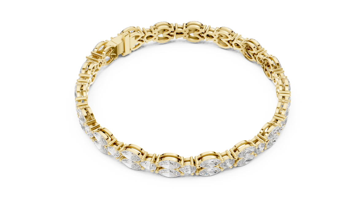Luxury marquise and pear diamond tennis bracelet in gold with lab grown diamonds by Signora Jewels
