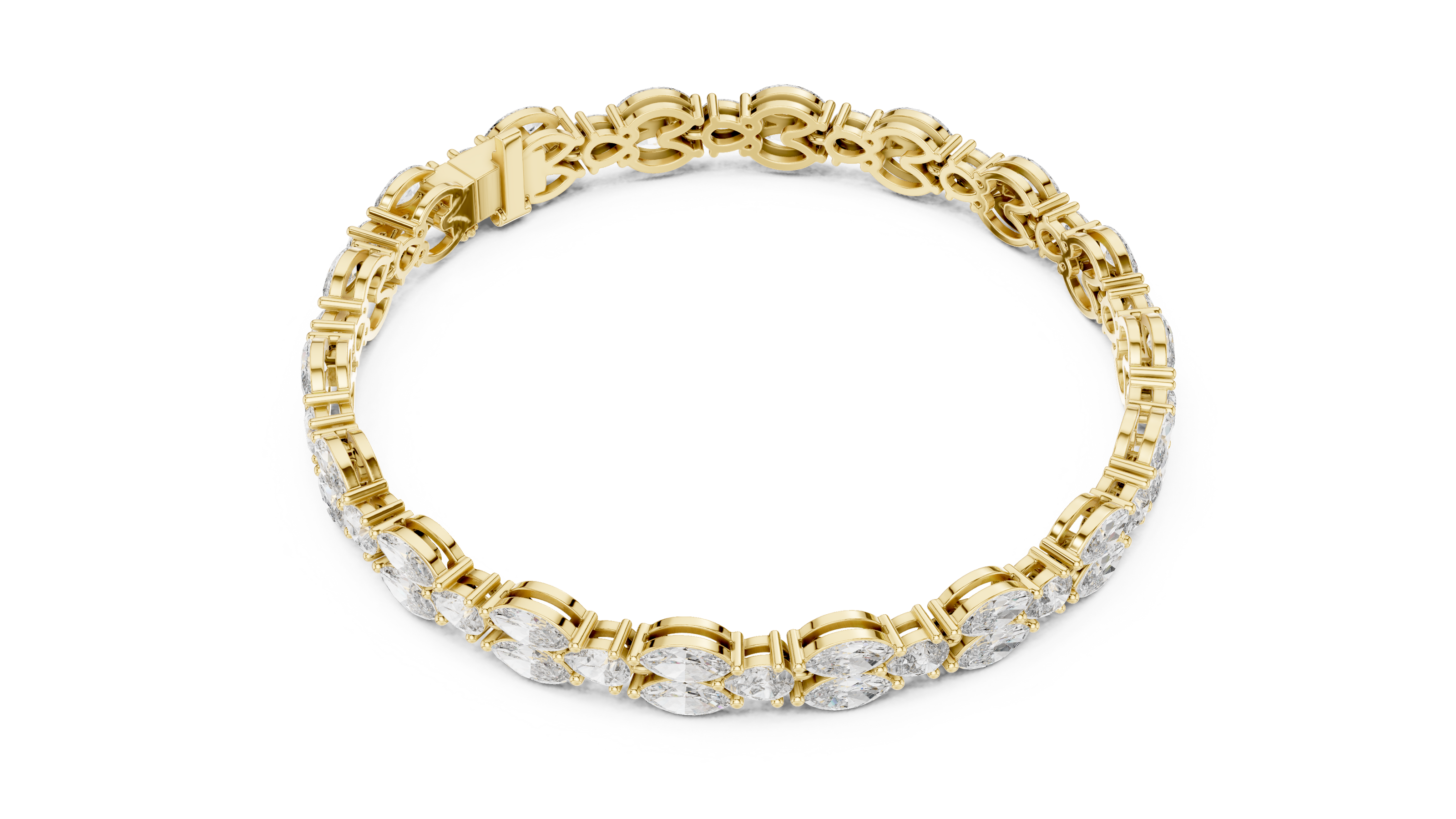 Luxury marquise and pear diamond tennis bracelet in gold with lab grown diamonds by Signora Jewels