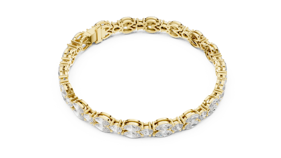 Pear & Marquise Diamond Tennis Bracelet in Yellow Gold