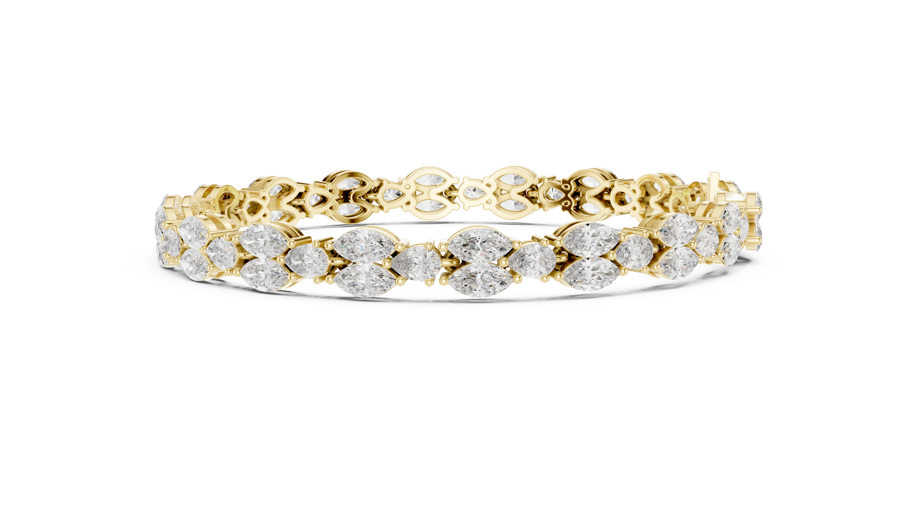 Luxury marquise and pear diamond tennis bracelet in gold with lab grown diamonds by Signora Jewels