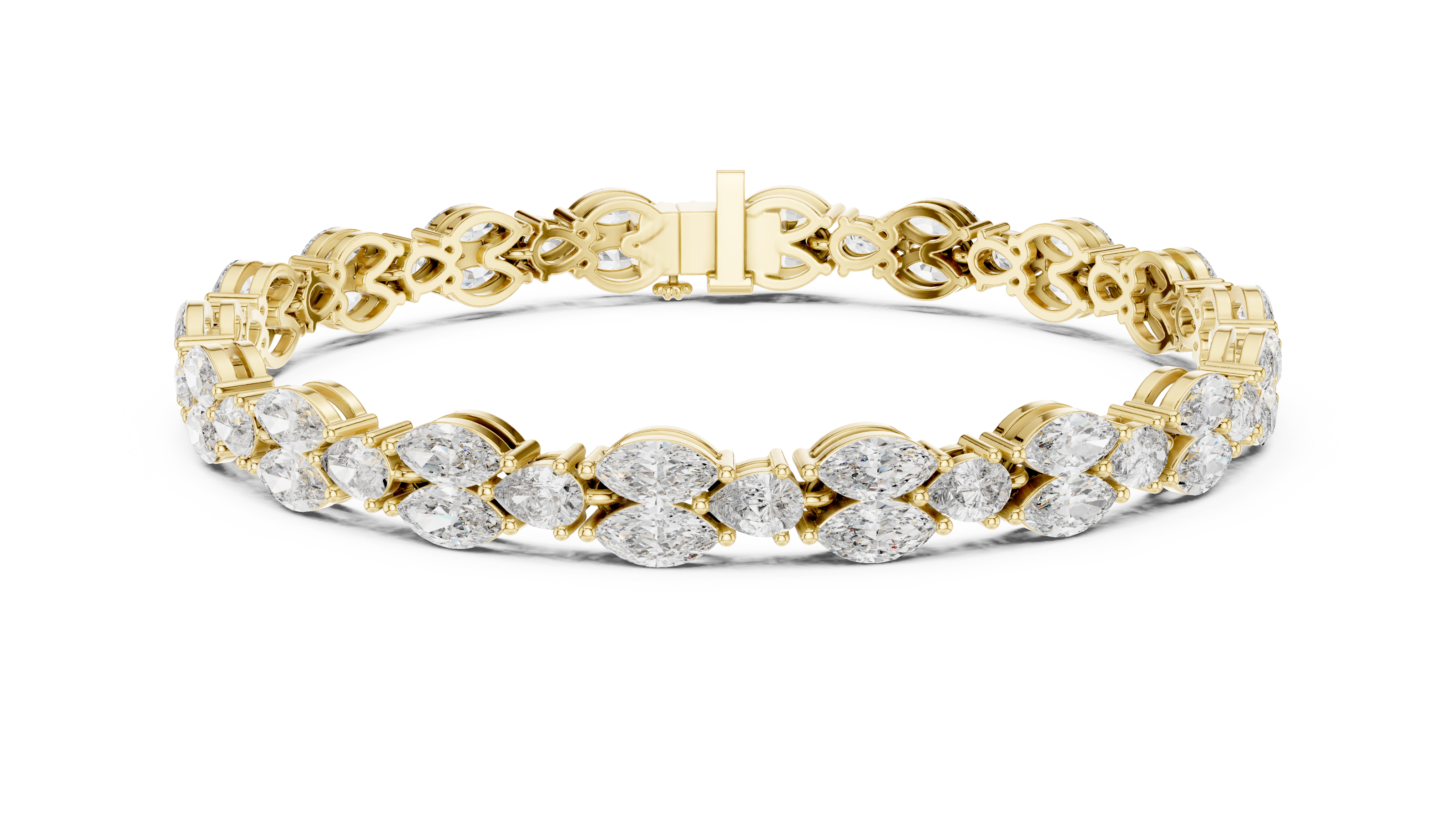 Luxury marquise and pear diamond tennis bracelet in gold with lab grown diamonds by Signora Jewels