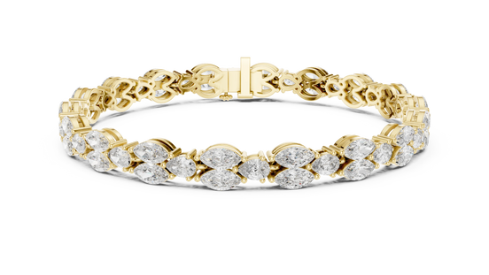 Pear & Marquise Diamond Tennis Bracelet in Yellow Gold