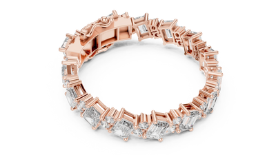 Emerald Cut & Round Diamond Tennis Bracelet in Rose Gold