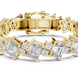 Luxury emerald cut diamond tennis bracelet in gold with round accent diamonds by Signora Jewels