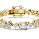 Luxury mixed shape diamond tennis bracelet in gold with emerald, princess, and round lab grown diamonds by Signora Jewels