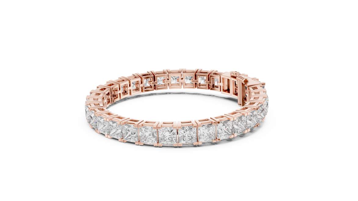 Luxury princess cut diamond tennis bracelet in gold with lab grown diamonds by Signora Jewels