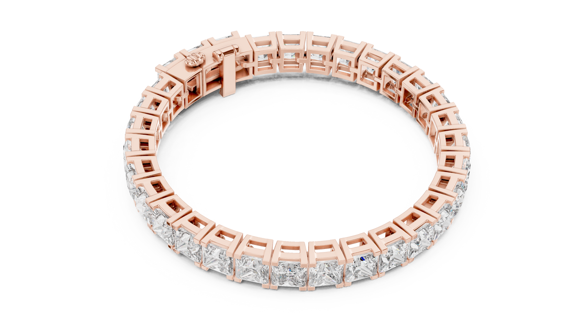Luxury princess cut diamond tennis bracelet in gold with lab grown diamonds by Signora Jewels