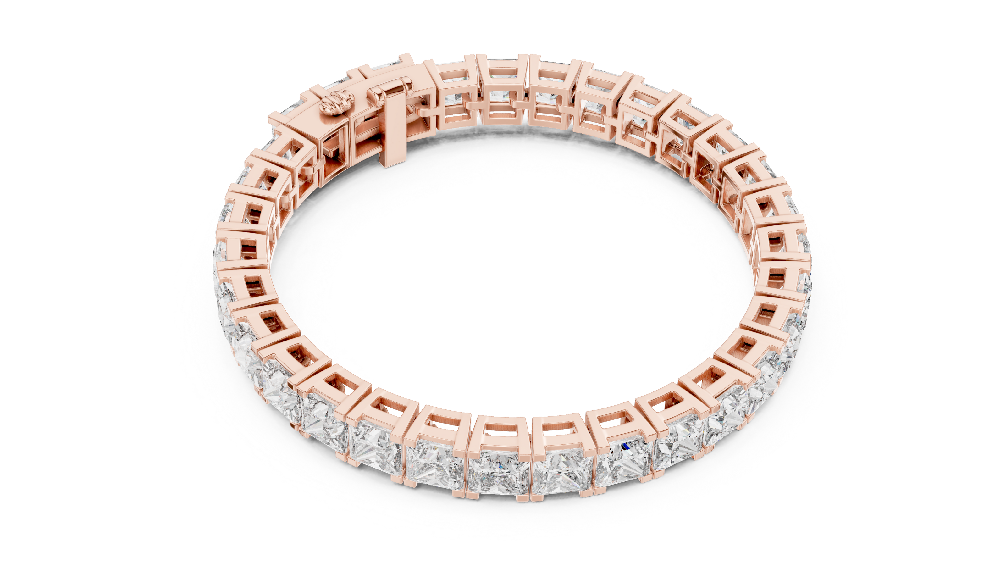 Luxury princess cut diamond tennis bracelet in gold with lab grown diamonds by Signora Jewels