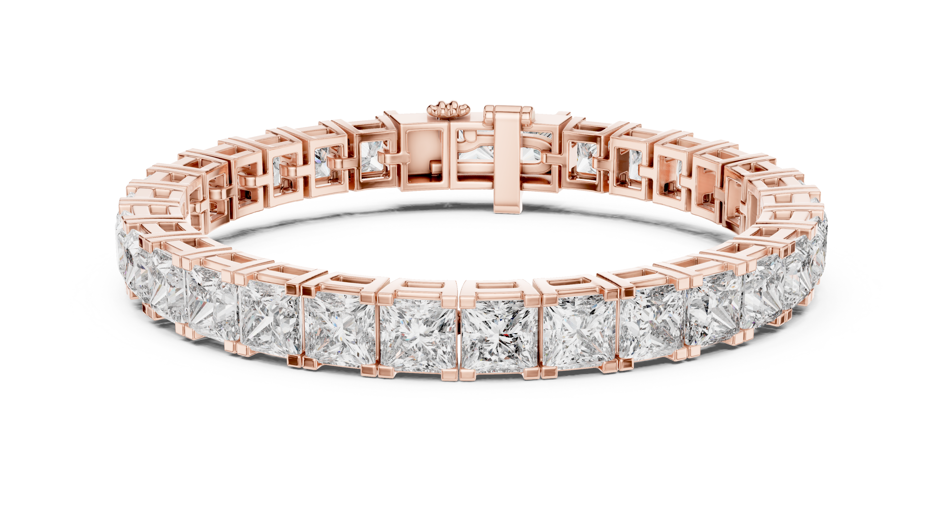 Luxury princess cut diamond tennis bracelet in gold with lab grown diamonds by Signora Jewels