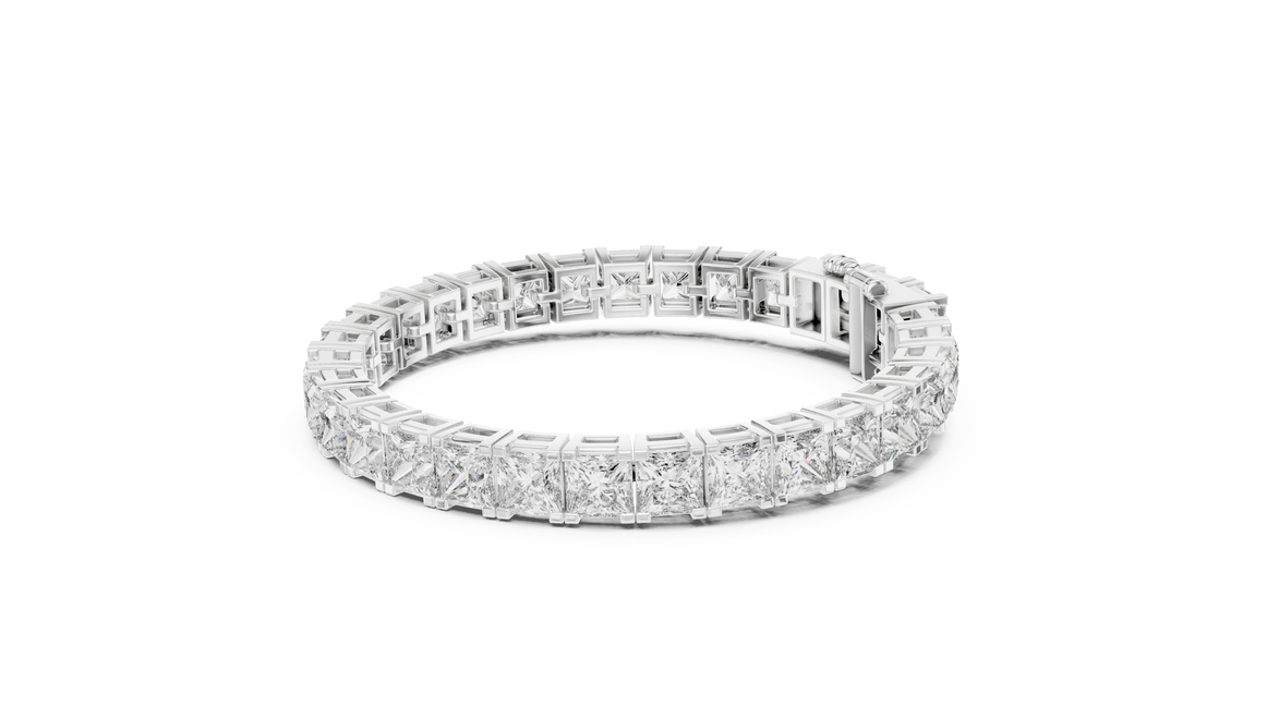 Luxury princess cut diamond tennis bracelet in gold with lab grown diamonds by Signora Jewels