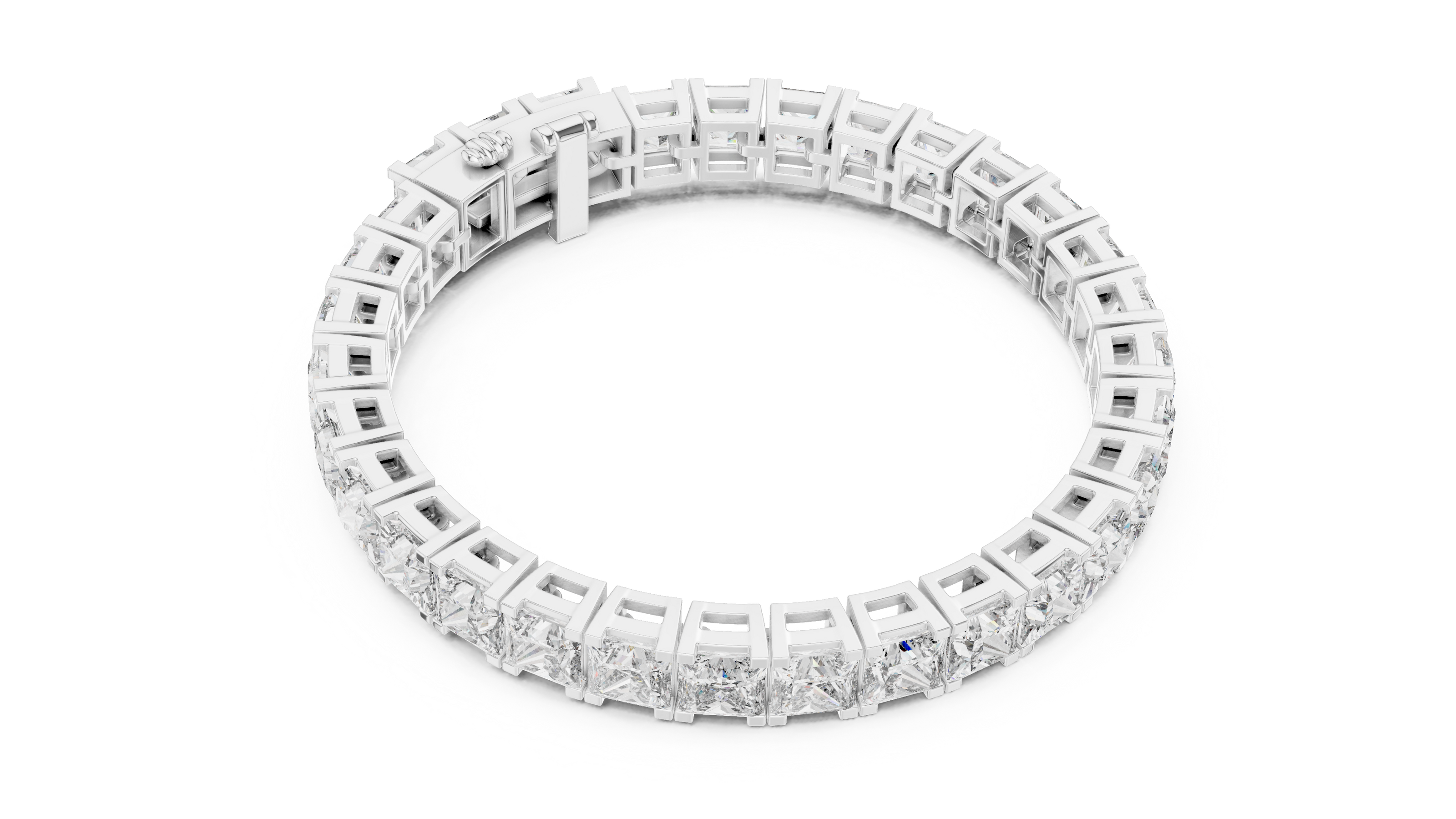 Luxury princess cut diamond tennis bracelet in gold with lab grown diamonds by Signora Jewels