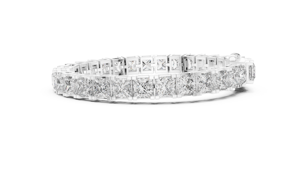 Luxury princess cut diamond tennis bracelet in gold with lab grown diamonds by Signora Jewels