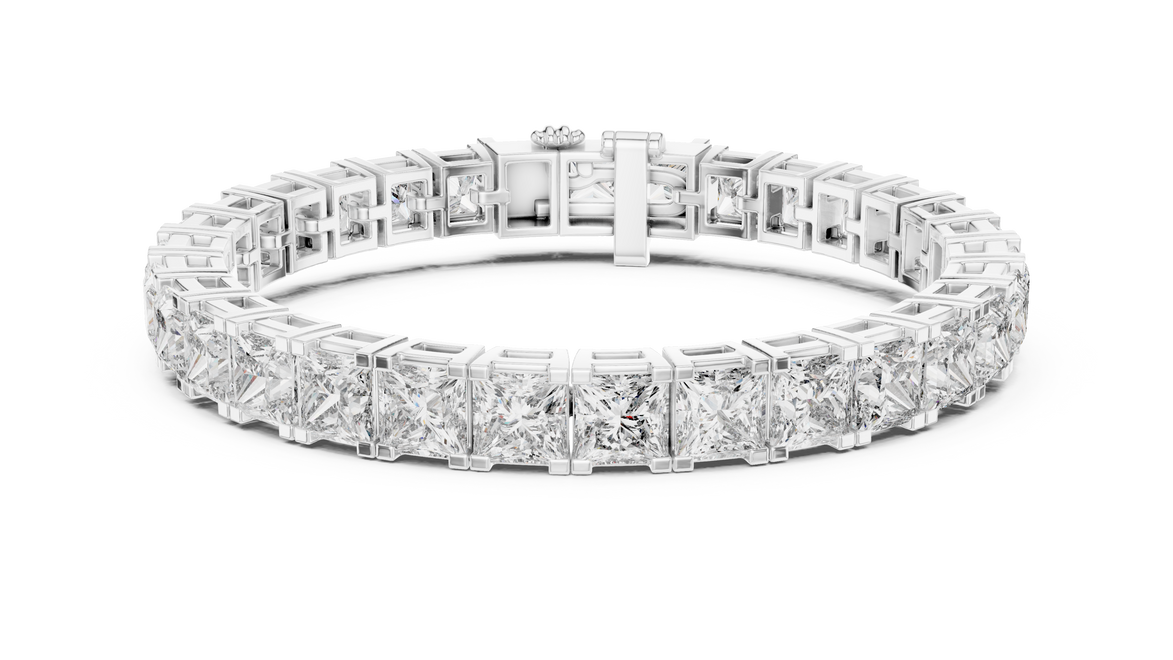 Luxury princess cut diamond tennis bracelet in gold with lab grown diamonds by Signora Jewels
