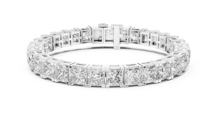 Luxury princess cut diamond tennis bracelet in gold with lab grown diamonds by Signora Jewels