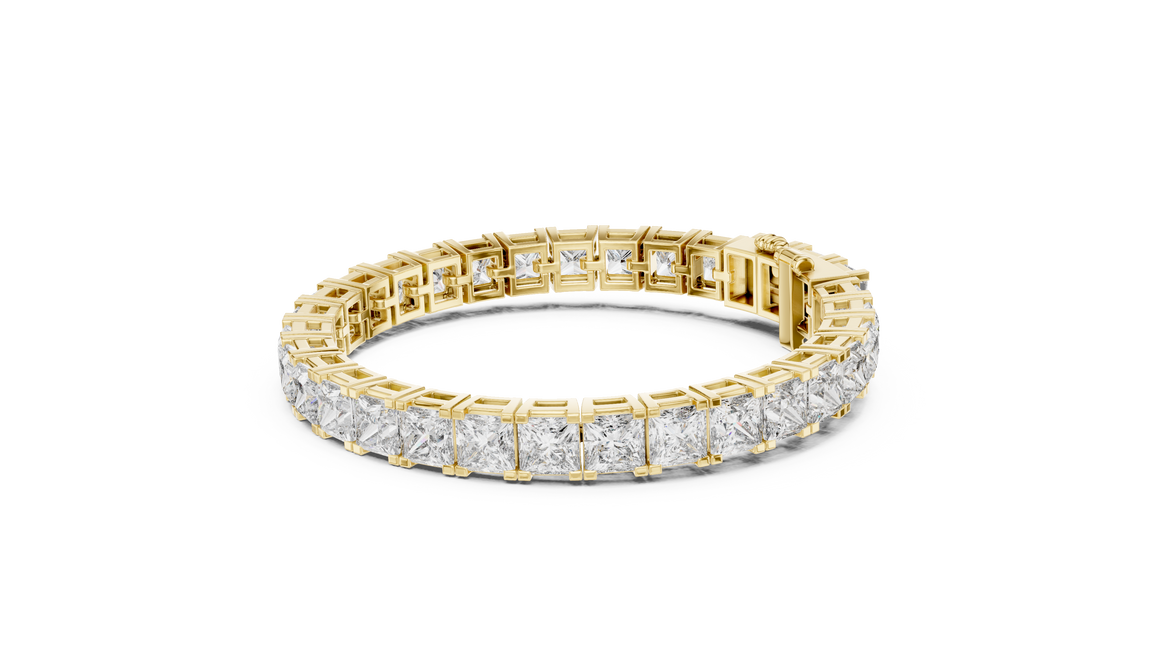 Luxury princess cut diamond tennis bracelet in gold with lab grown diamonds by Signora Jewels
