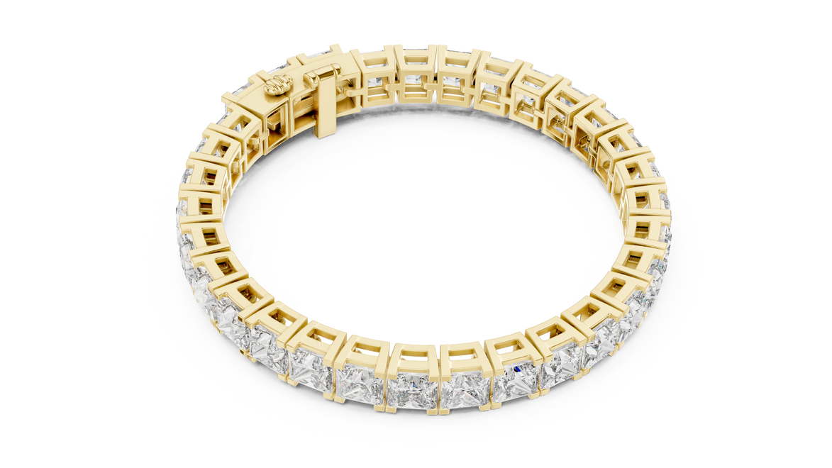 Luxury princess cut diamond tennis bracelet in gold with lab grown diamonds by Signora Jewels