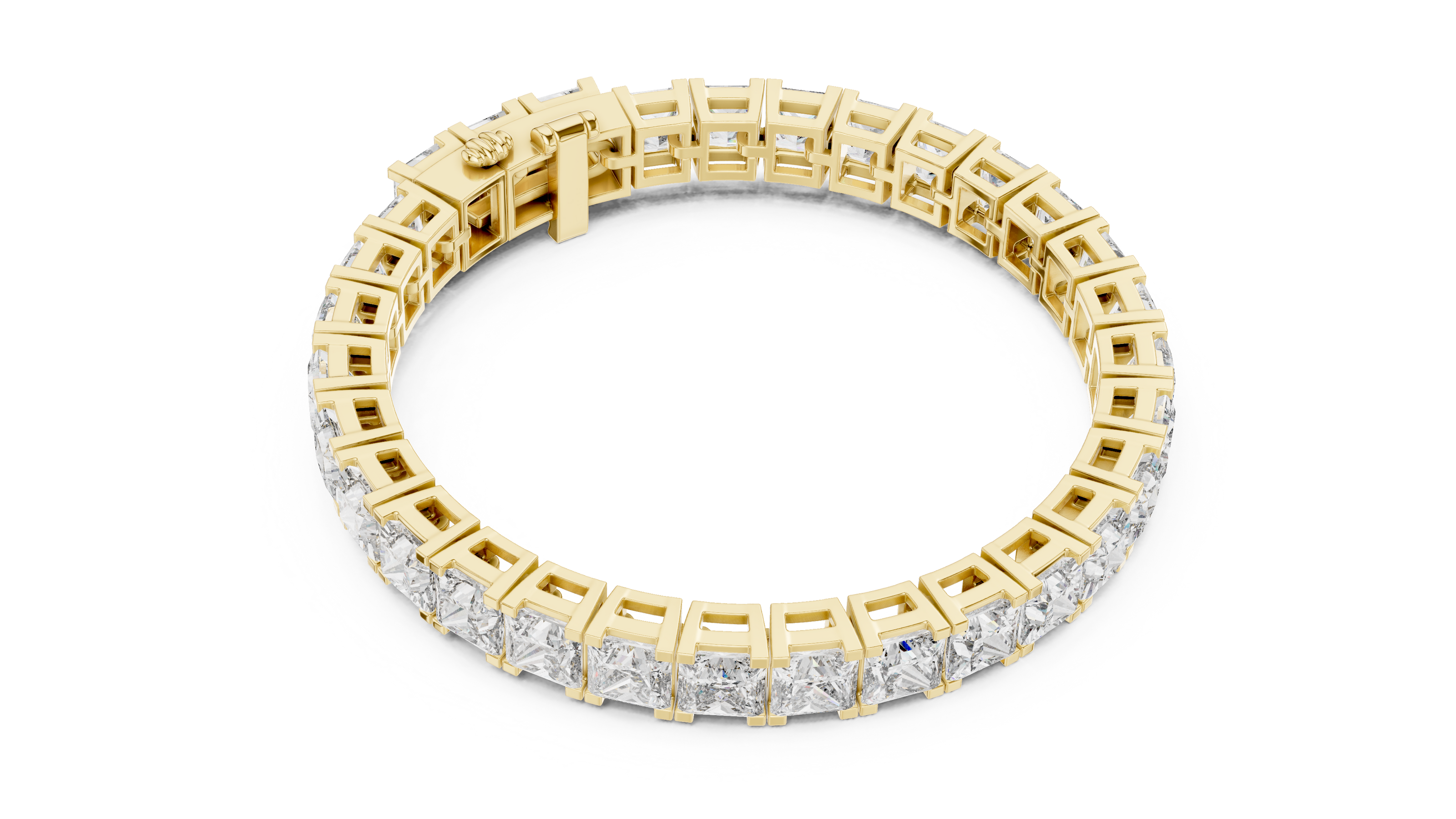 Luxury princess cut diamond tennis bracelet in gold with lab grown diamonds by Signora Jewels