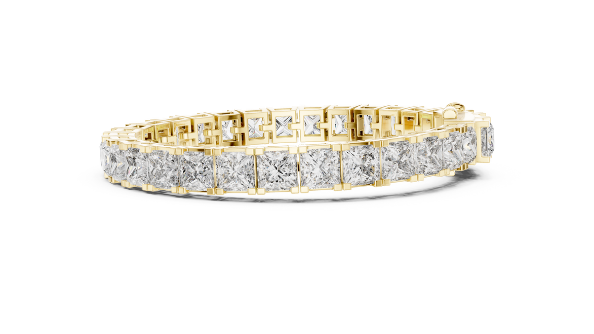 Luxury princess cut diamond tennis bracelet in gold with lab grown diamonds by Signora Jewels