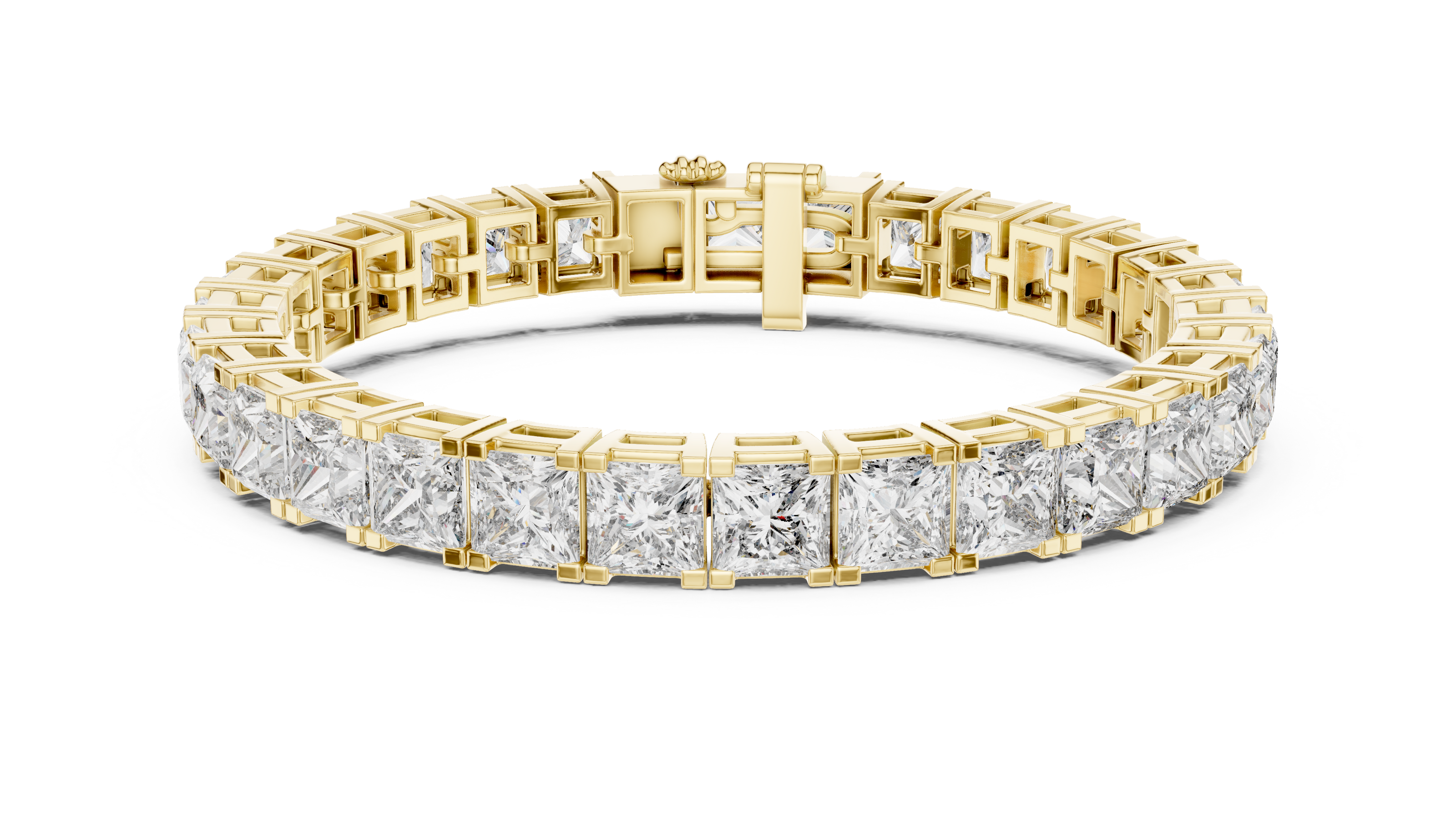 Luxury princess cut diamond tennis bracelet in gold with lab grown diamonds by Signora Jewels