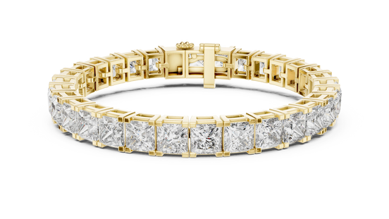 Princess Cut Diamond Tennis Bracelet in Yellow Gold
