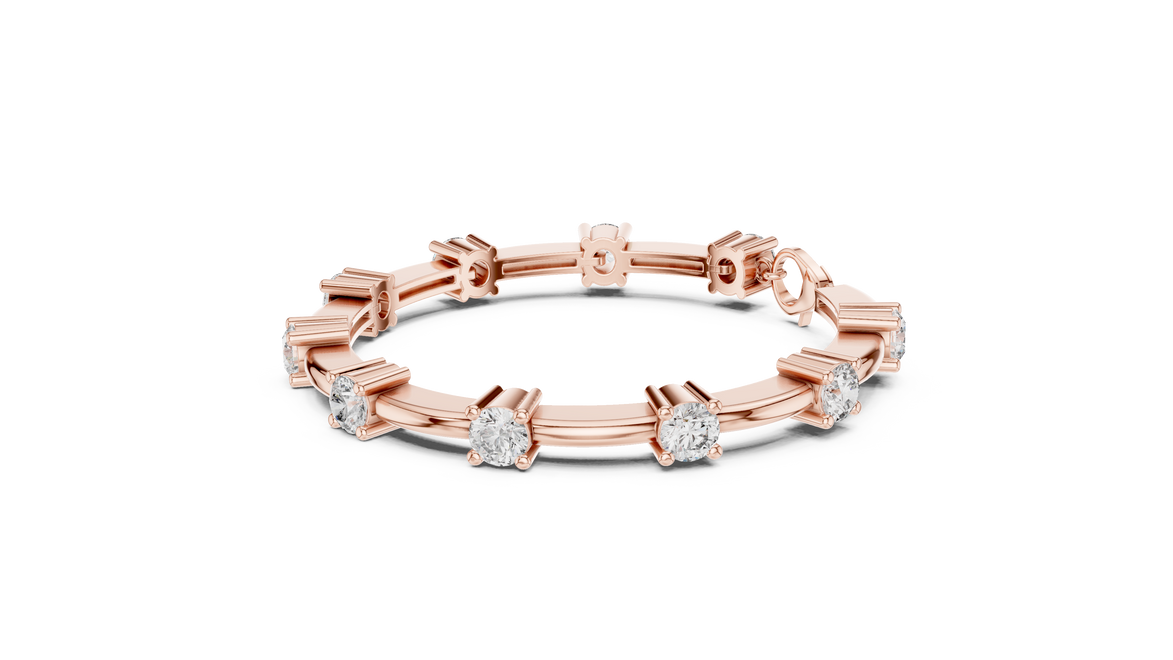 Minimal round diamond station bracelet in gold with lab grown diamonds by Signora Jewels