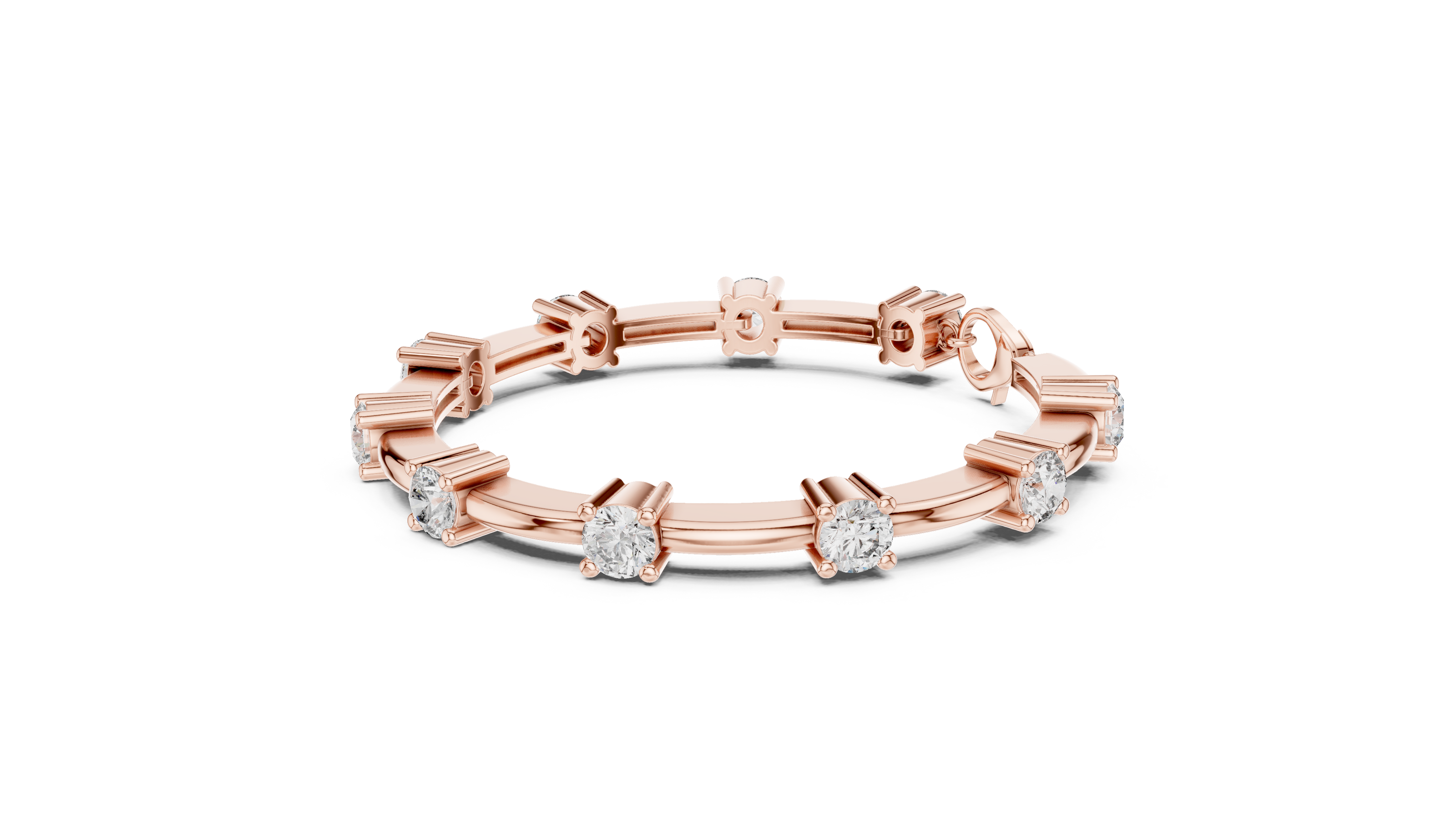 Minimal round diamond station bracelet in gold with lab grown diamonds by Signora Jewels