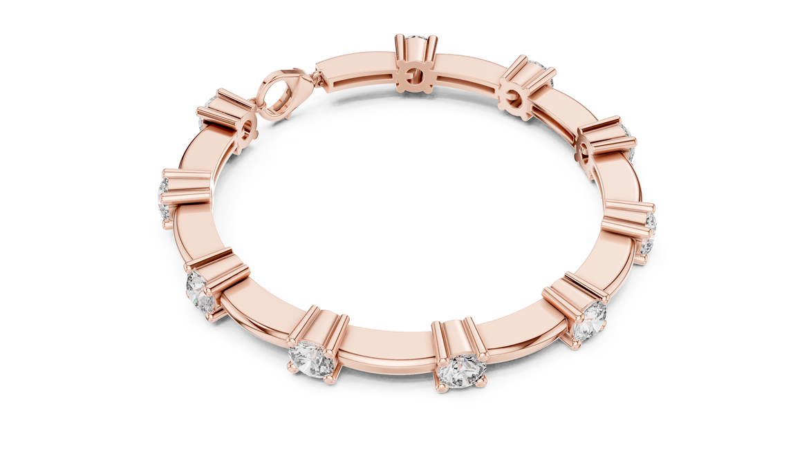 Minimal round diamond station bracelet in gold with lab grown diamonds by Signora Jewels