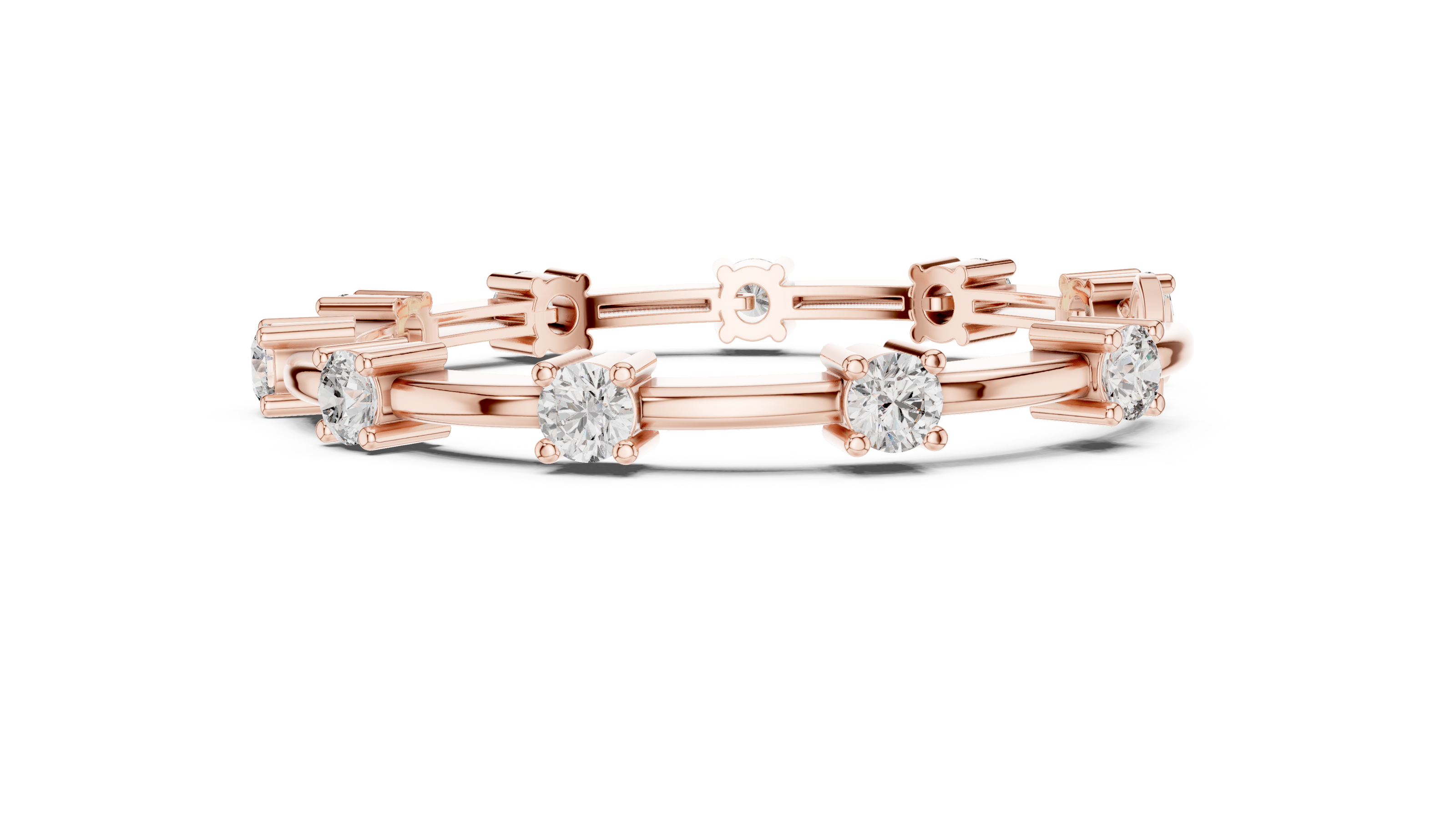 Minimal round diamond station bracelet in gold with lab grown diamonds by Signora Jewels