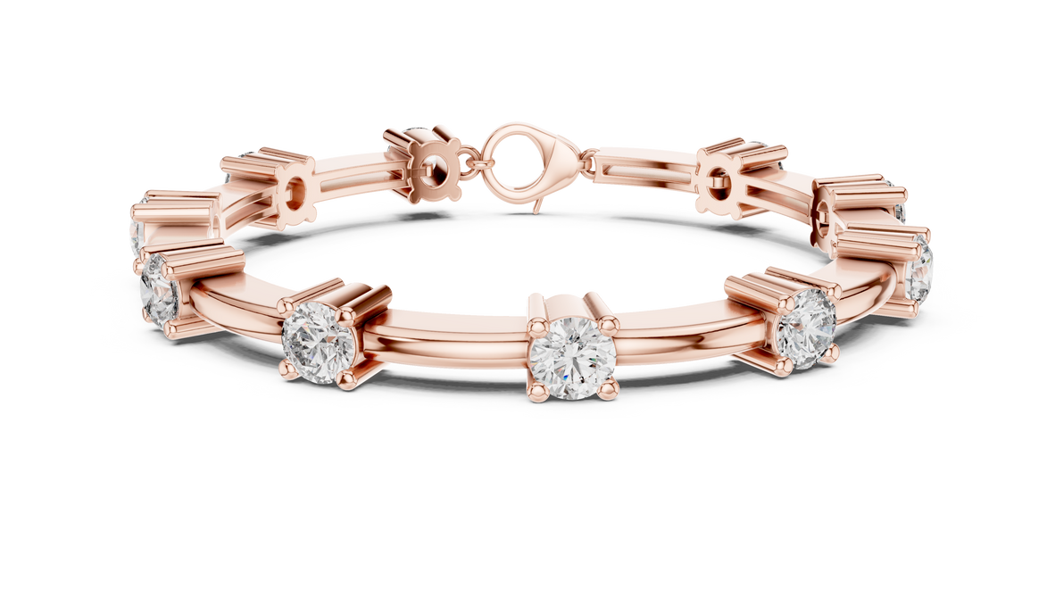 Minimal round diamond station bracelet in gold with lab grown diamonds by Signora Jewels