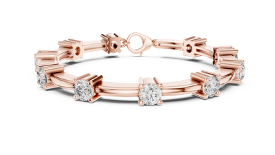 Minimal round diamond station bracelet in gold with lab grown diamonds by Signora Jewels