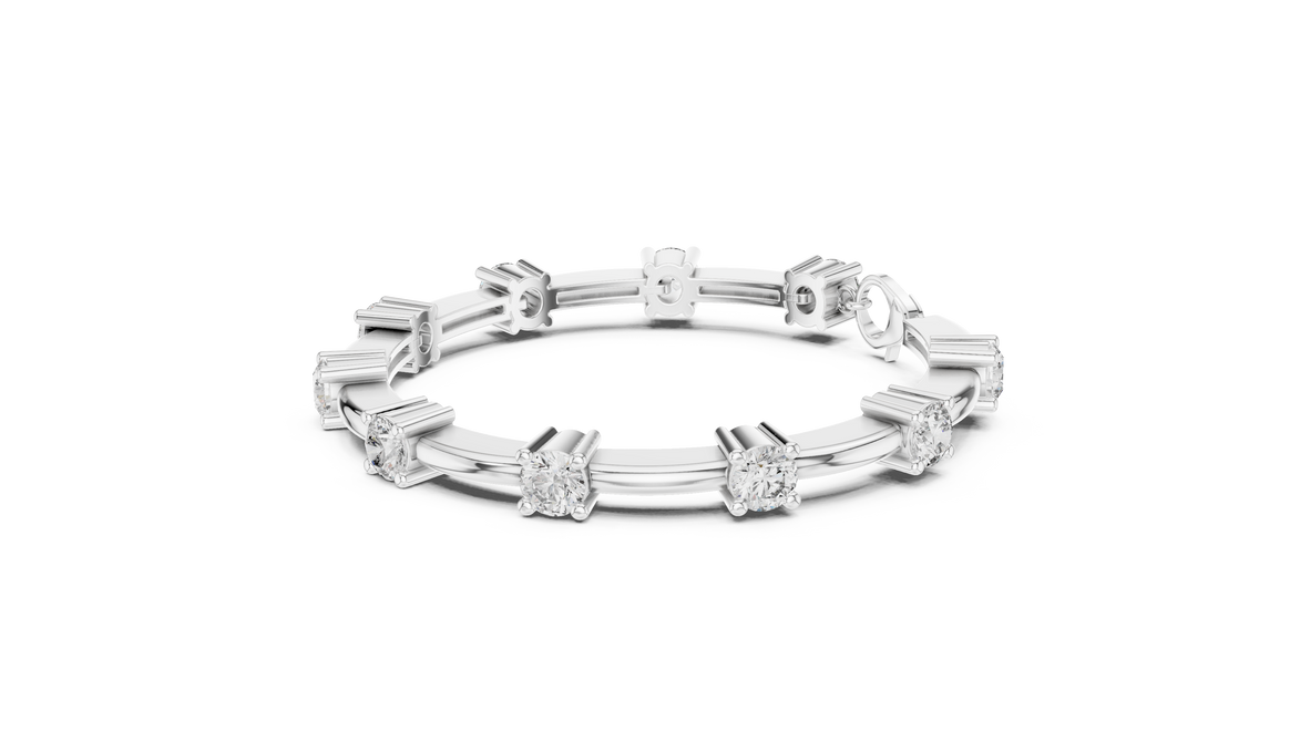 Minimal round diamond station bracelet in gold with lab grown diamonds by Signora Jewels