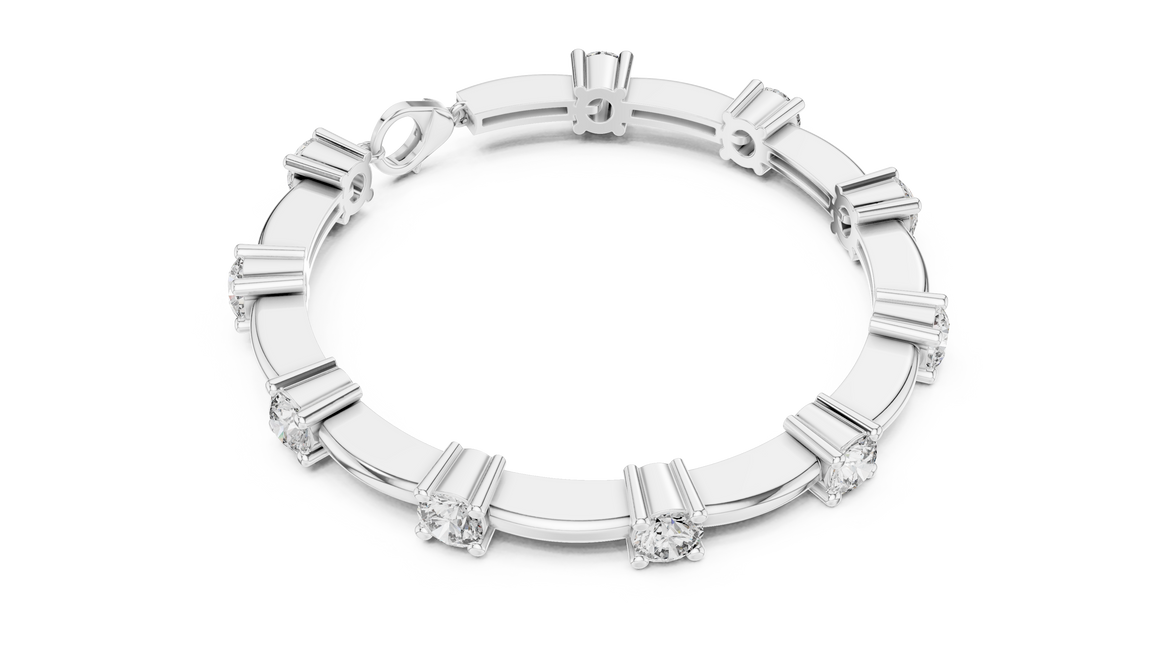 Minimal round diamond station bracelet in gold with lab grown diamonds by Signora Jewels