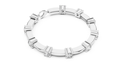 Round Diamond Station Tennis Bracelet in White Gold
