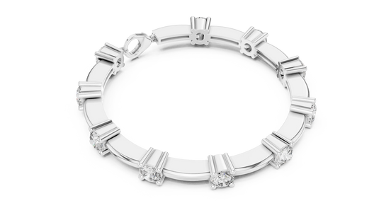 Round Diamond Station Tennis Bracelet in White Gold
