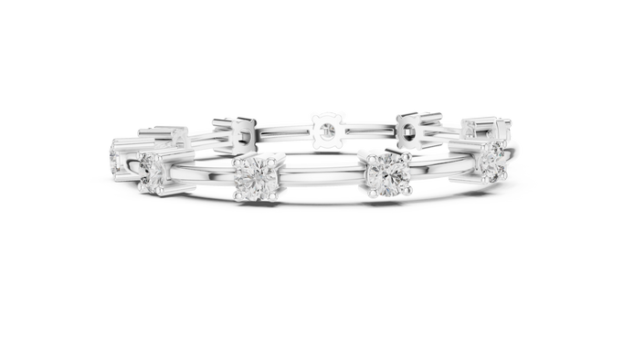Minimal round diamond station bracelet in gold with lab grown diamonds by Signora Jewels
