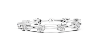 Minimal round diamond station bracelet in gold with lab grown diamonds by Signora Jewels