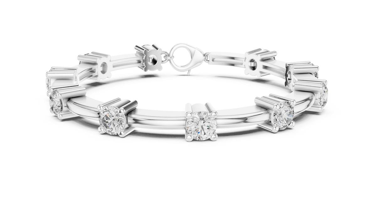 Minimal round diamond station bracelet in gold with lab grown diamonds by Signora Jewels