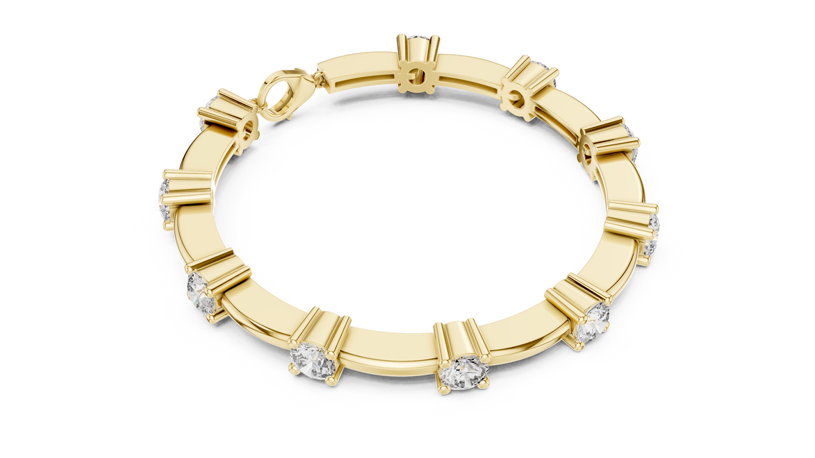 Minimal round diamond station bracelet in gold with lab grown diamonds by Signora Jewels