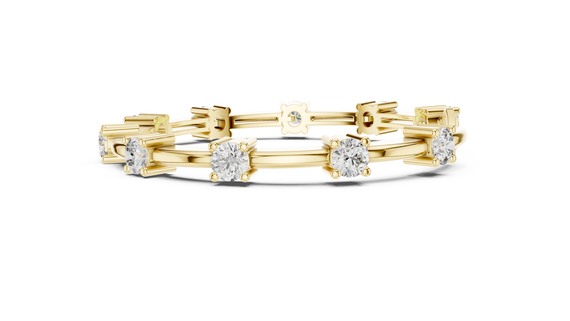 Minimal round diamond station bracelet in gold with lab grown diamonds by Signora Jewels